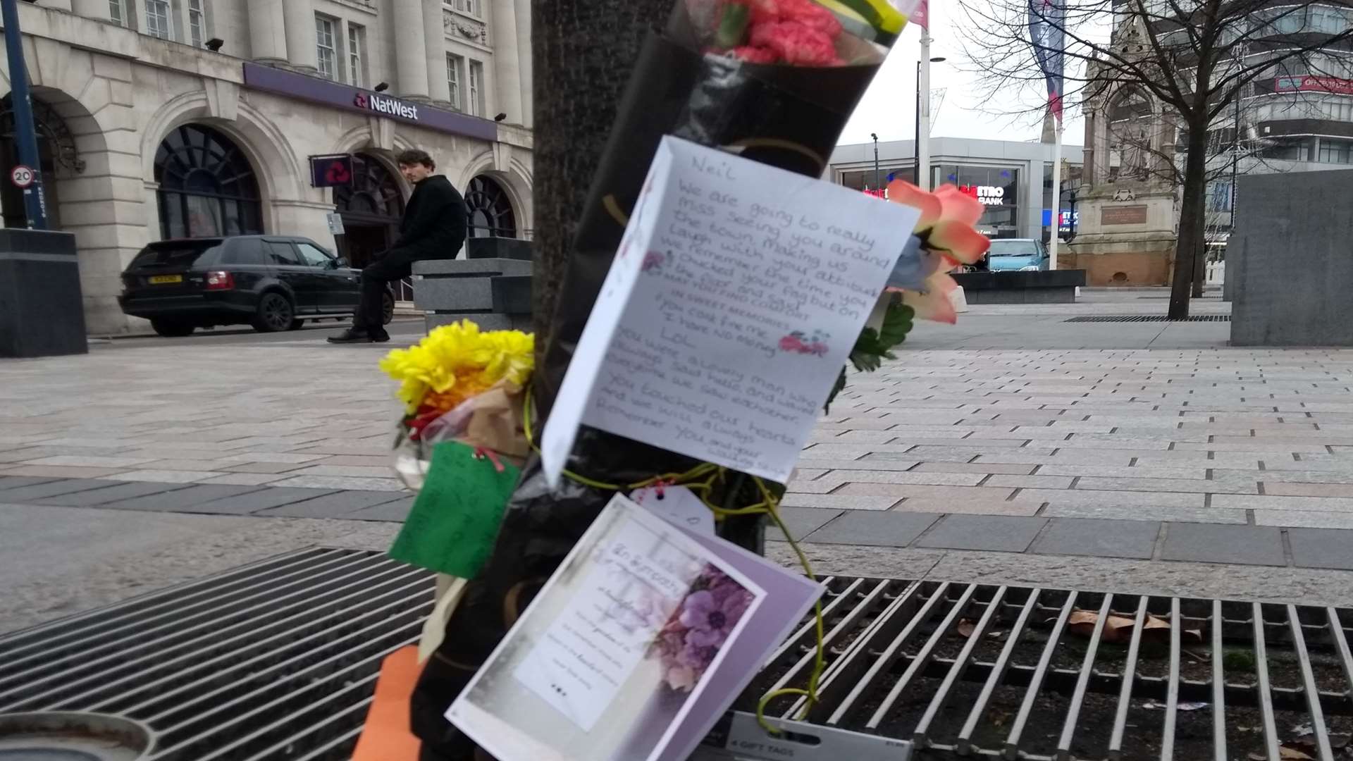 Tributes to Neil Martin in Jubilee Square