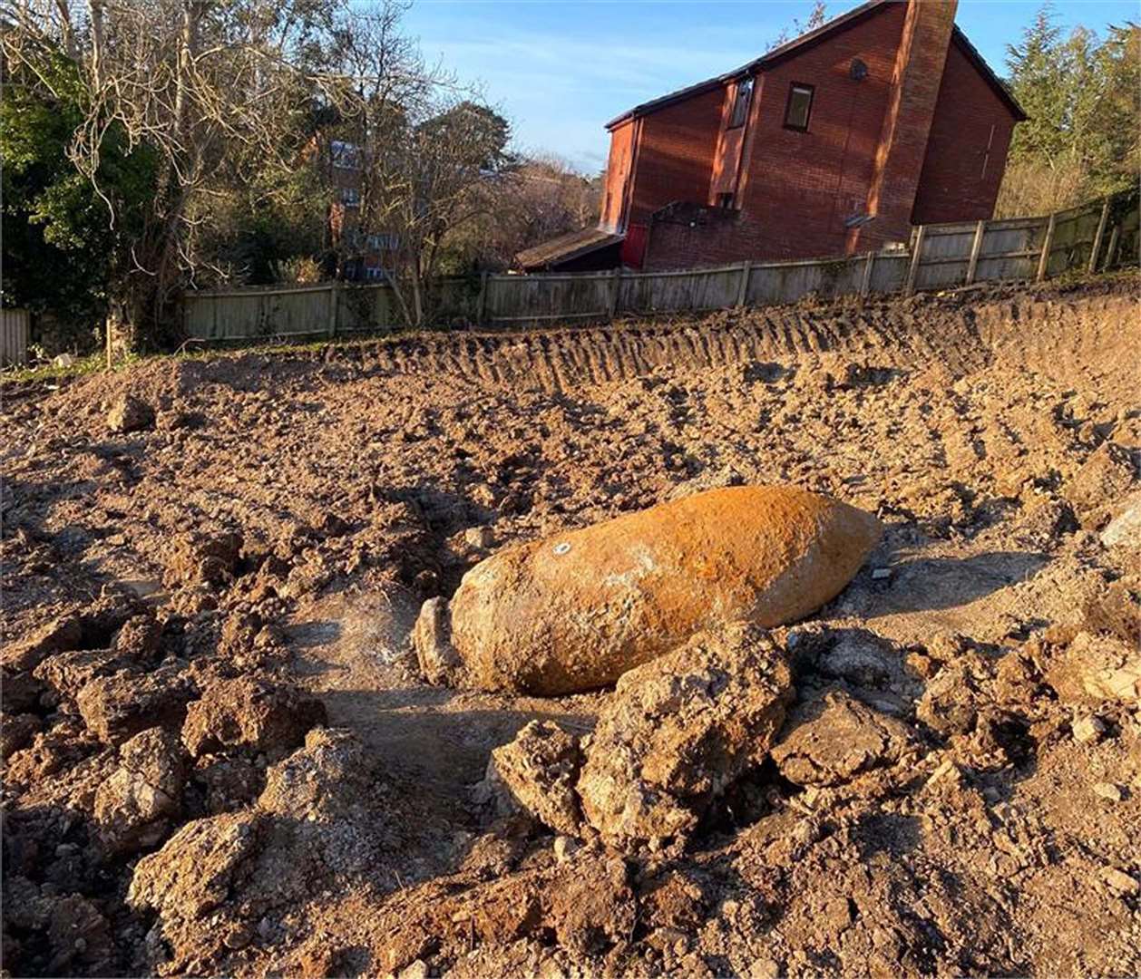 Handout photo issued by the Ministry of Defence of the unexploded device, which was found at a building site in Exeter (Ministry of Defence/PA)