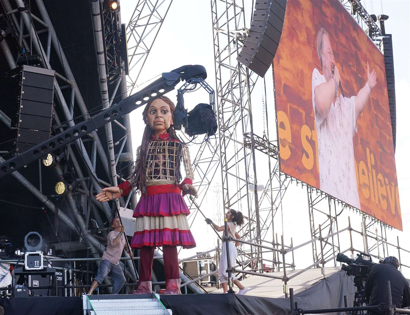 Little Amal represents a young Syrian refugee (Yui Mok/PA)