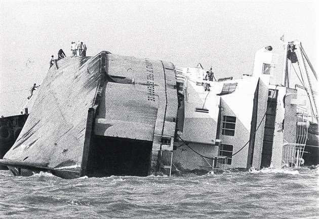 The capsized ferry at Zeebrugge, March 1987