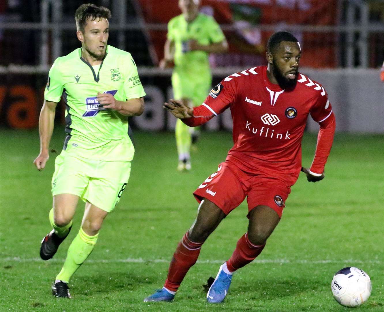 Ebbsfleet's Gozie Ugwu on the ball against Wrexham. Picture: Sean Aidan FM22984264