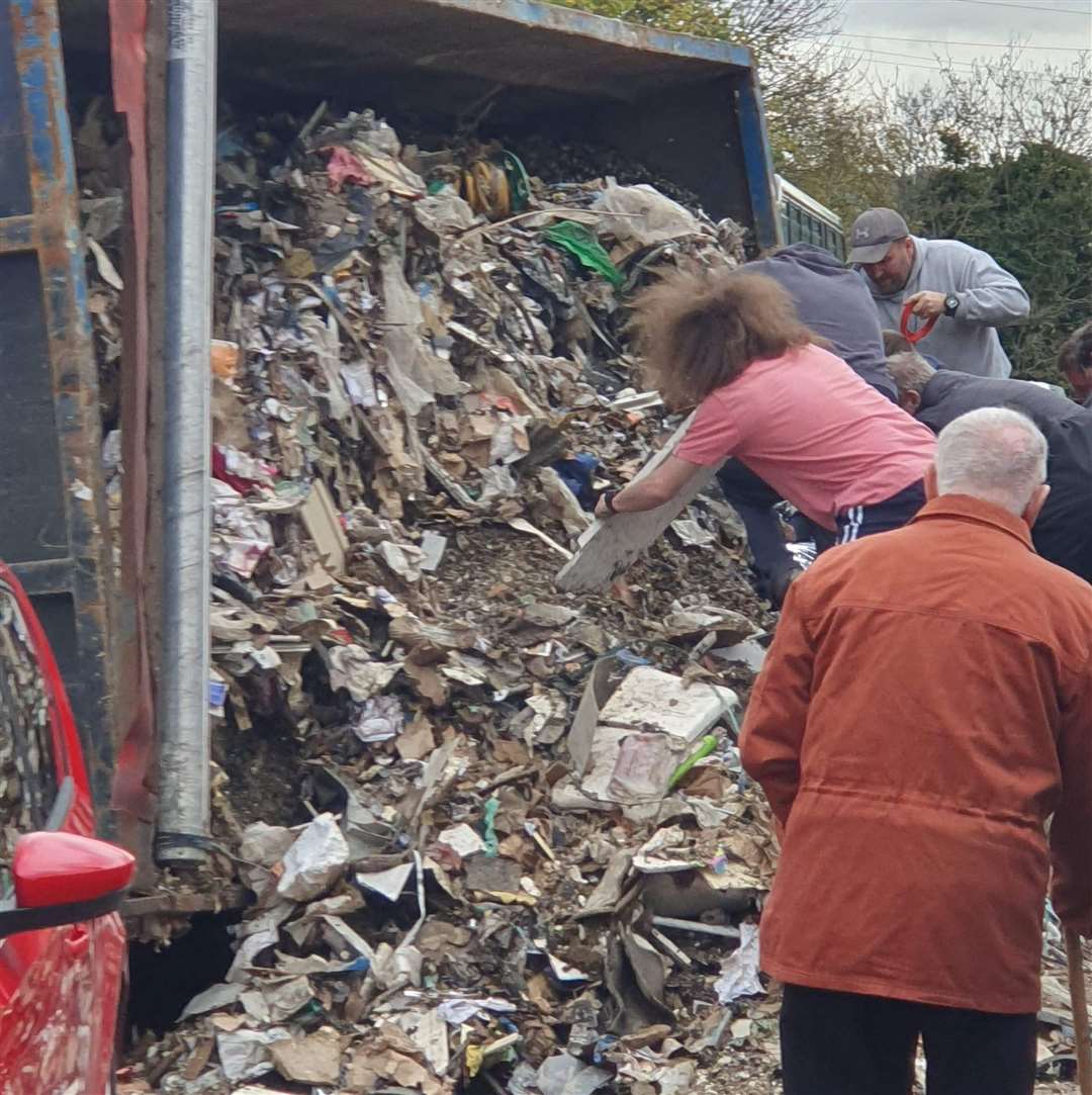 The contents of the HGV spilled onto the pavement. Picture: Clint Else