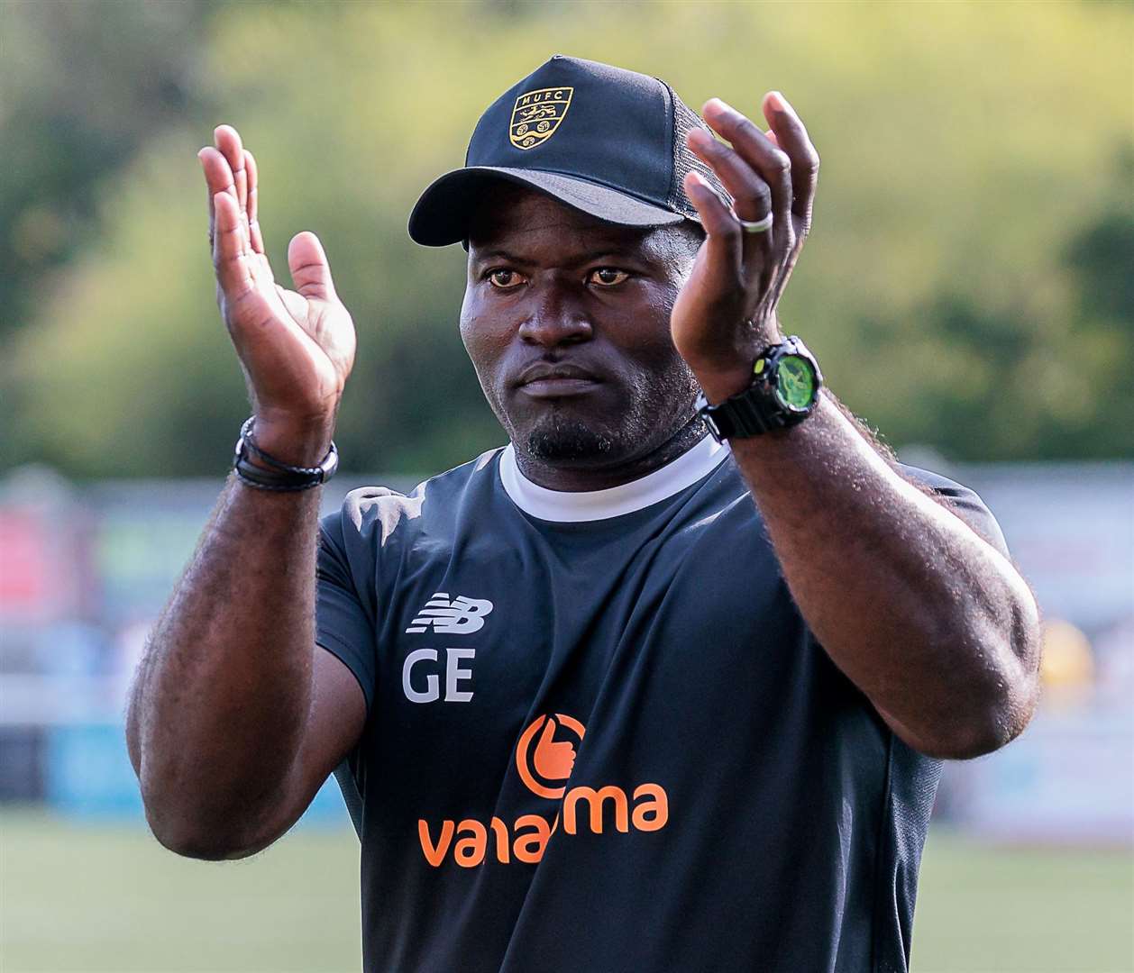 Maidstone boss George Elokobi - his side edged to a 1-0 victory at Herne Bay to make the FA Cup fourth qualifying round on Saturday. Picture: Helen Cooper