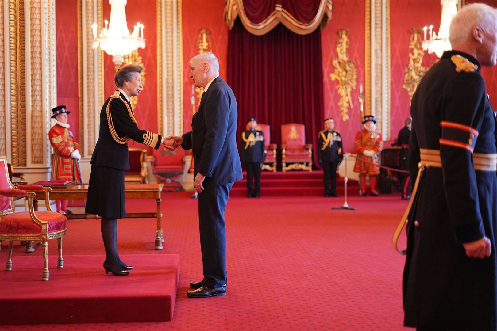 Stuart Cossar, from Noblehill, is made a Member of the Order of the British Empire by the Princess Royal (Yui Mok/PA)