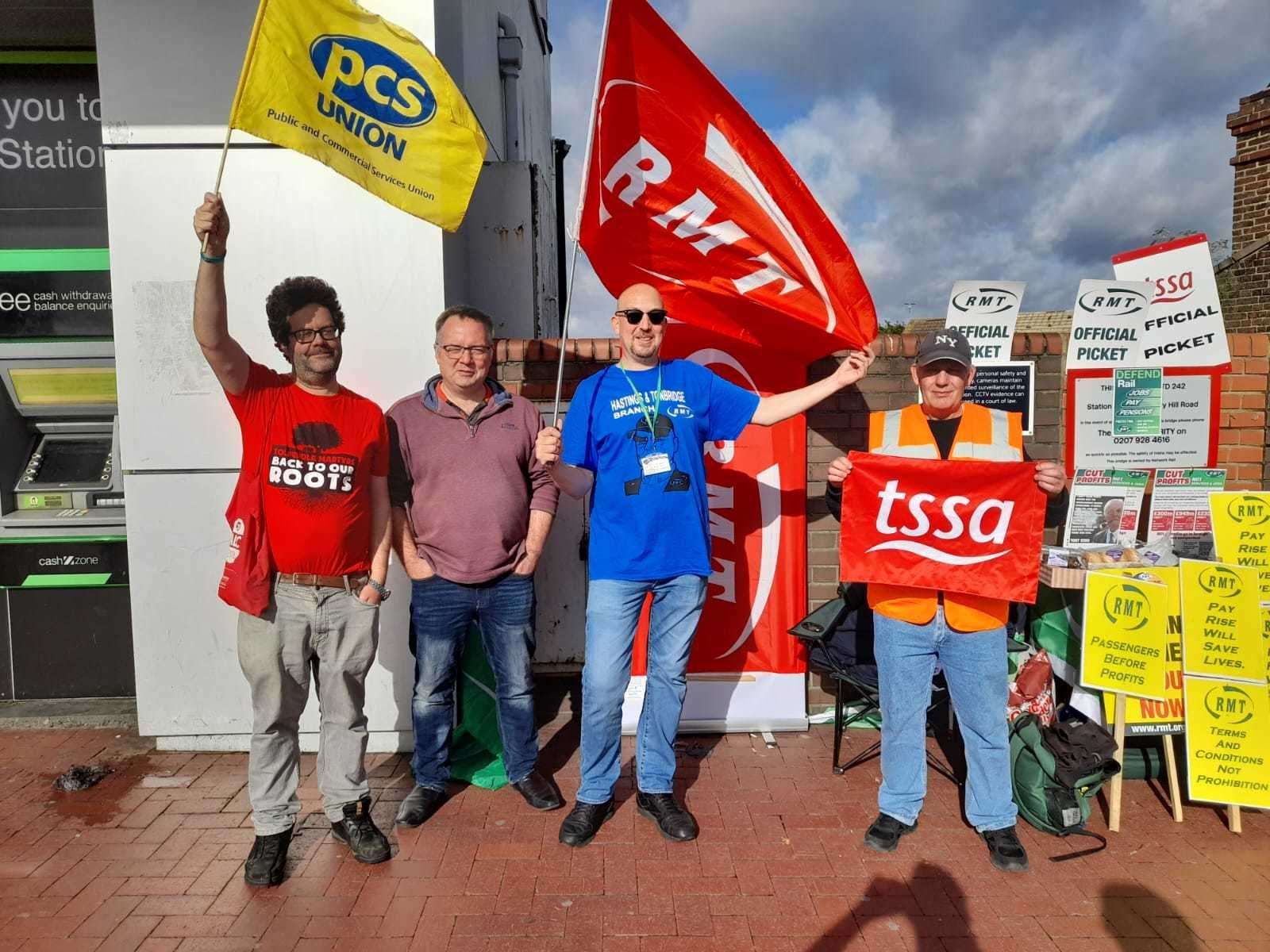 Strikers on the picket line in Tonbridge. Images: Julian Wilson