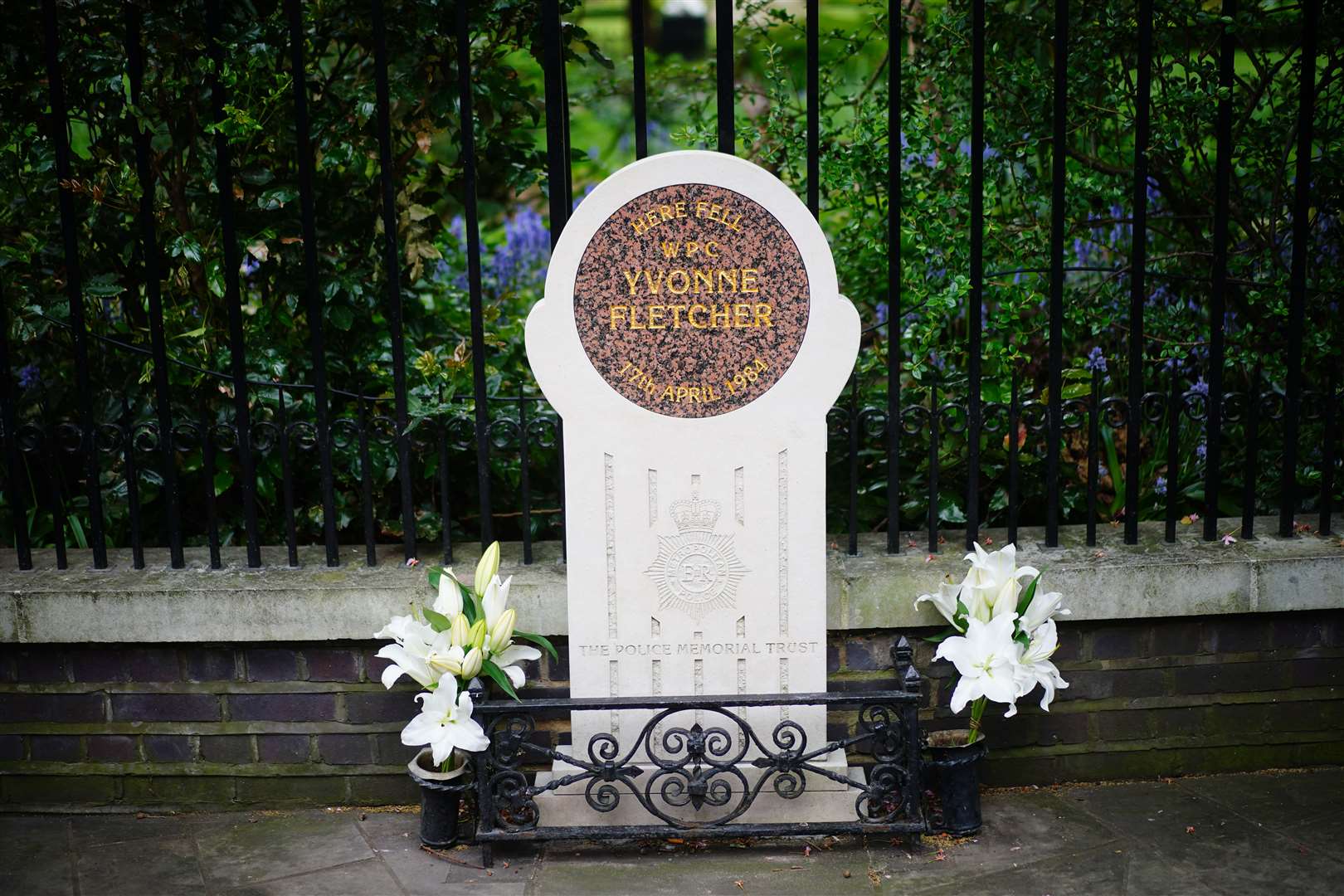 The memorial for Pc Yvonne Fletcher in St James’s Square, London (Victoria Jones/PA)