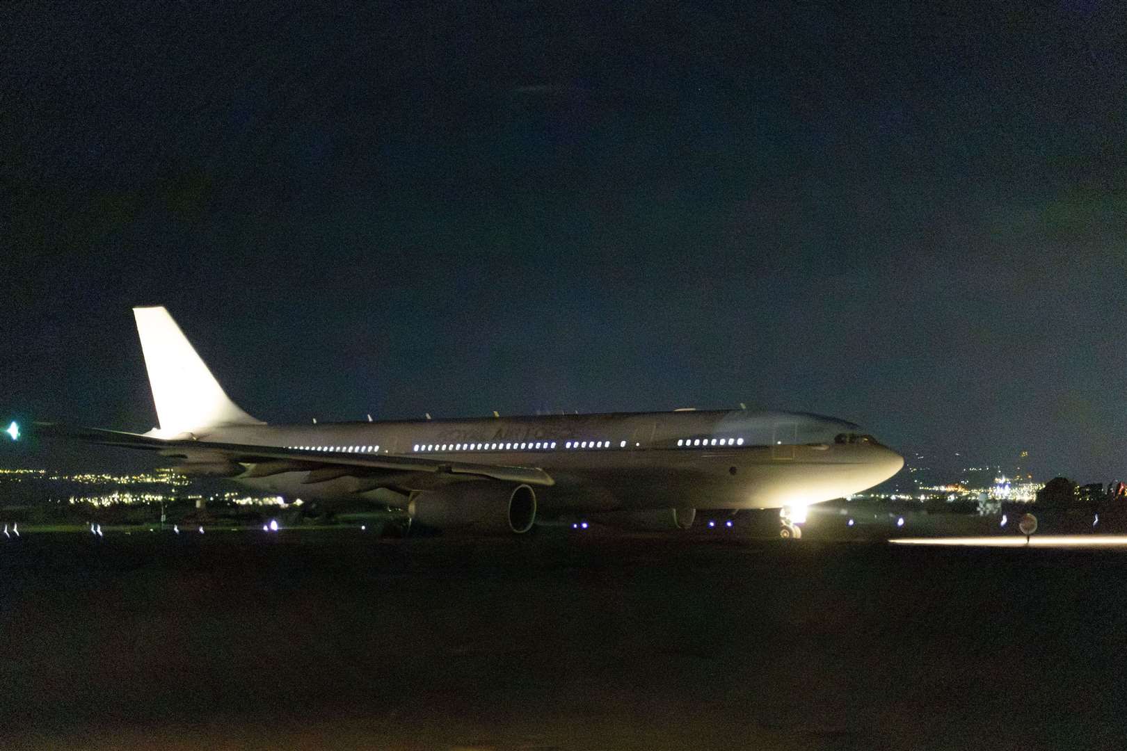 Handout photo supplied by Ministry of Defence showing a RAF Voyager aircraft taking off from RAF Akrotiri as part of the operation (Ministry of Defence/PA)