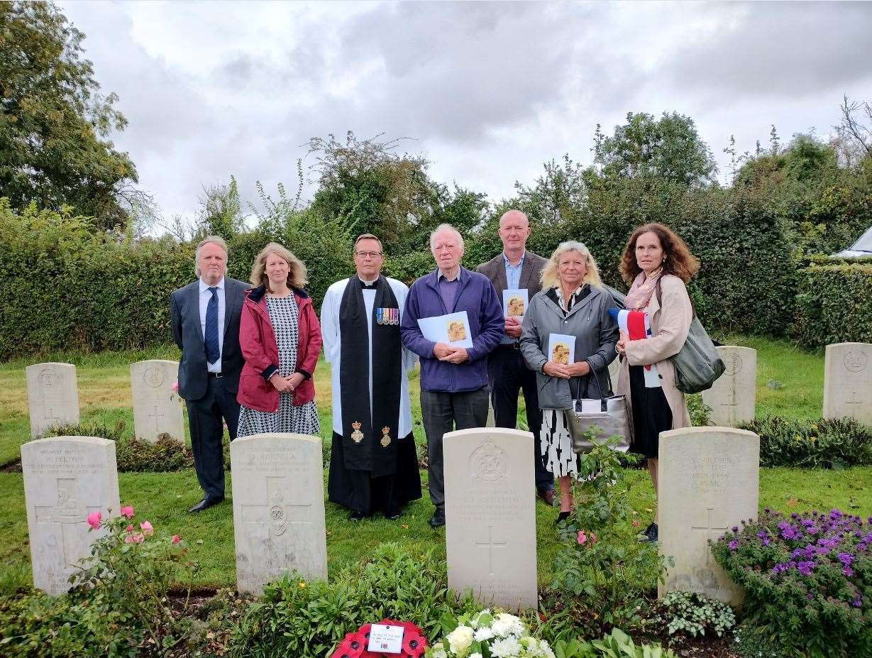 The rededication service for Corporal Allan Edwin Griffith's was attended by his son-in-law and four of his grandchildren.