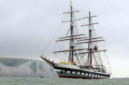 The Olympic torch arrives in Dover by tall ship. Picture: Wayne McCabe