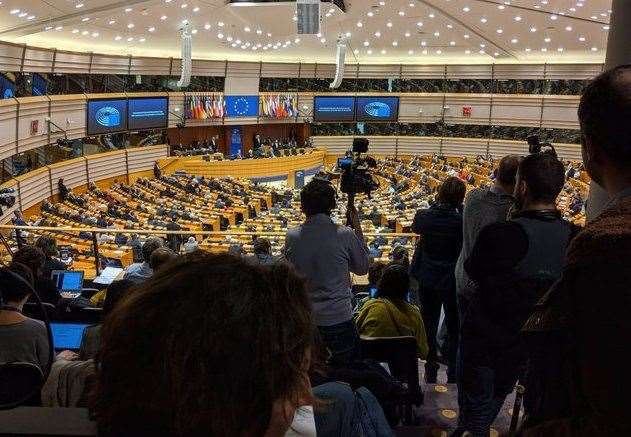 The press gallery at the European Parliament