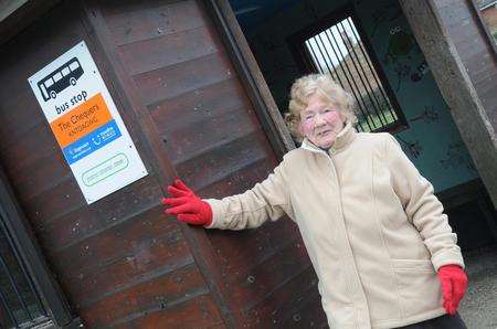 Pat Hukins, 92, who has retired after cleaning the bus shelters in High Halden for more than 40 years