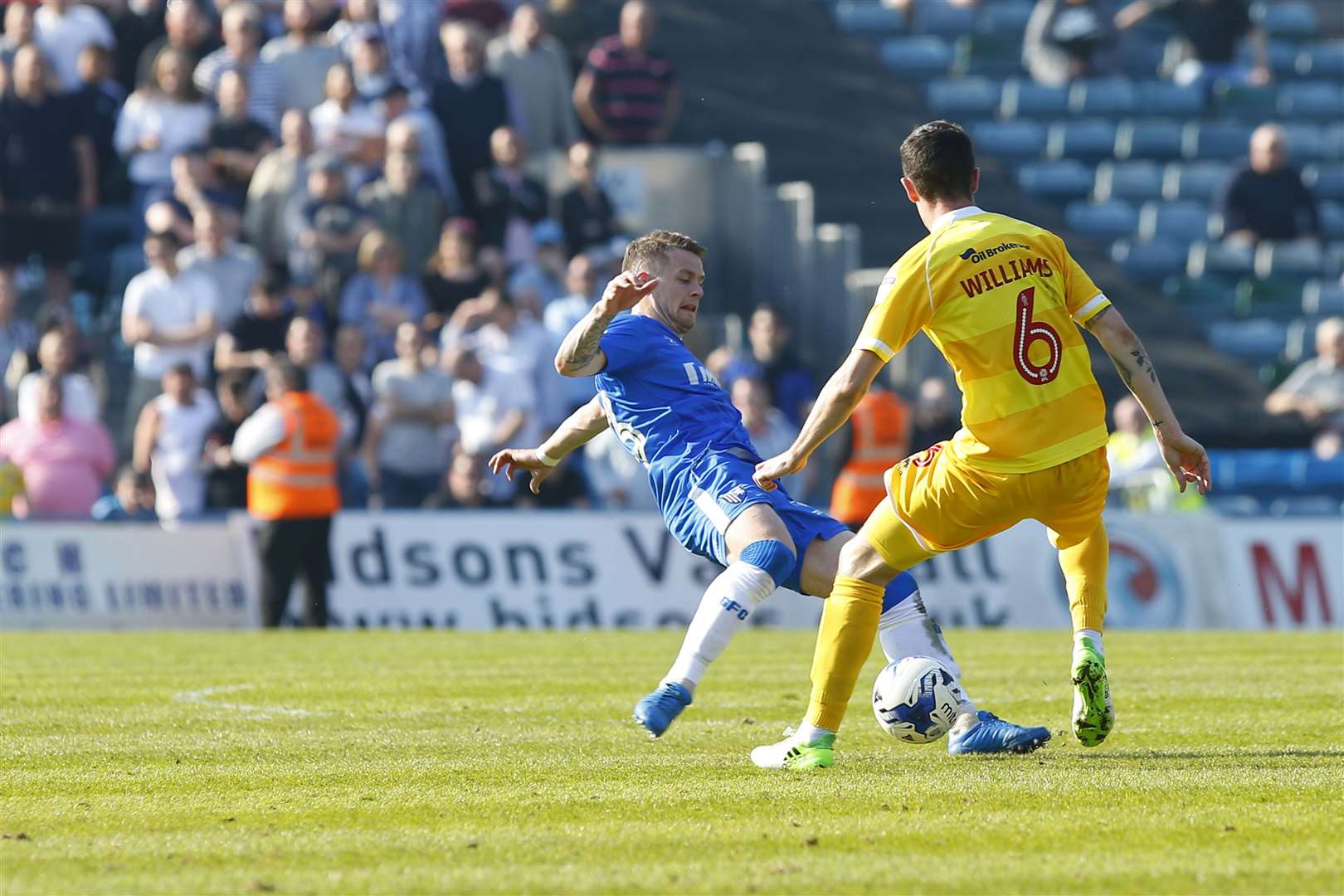 Mark Byrne fights for possession when the Gills played Millwall in the league at Priestfield in April, 2017 Picture: Andy Jones