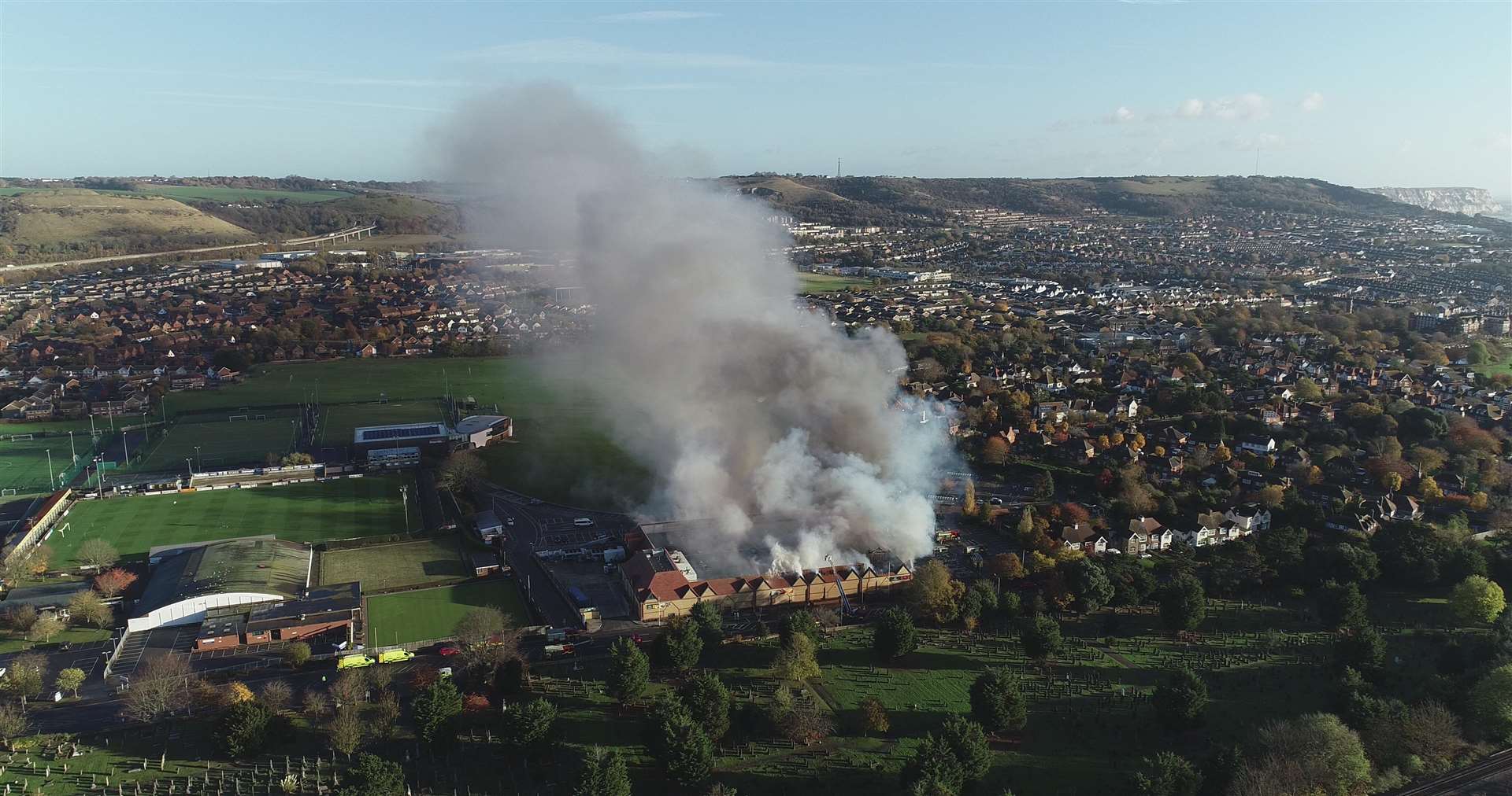 Drone images show the extent of the fire. Picture: Ollie King