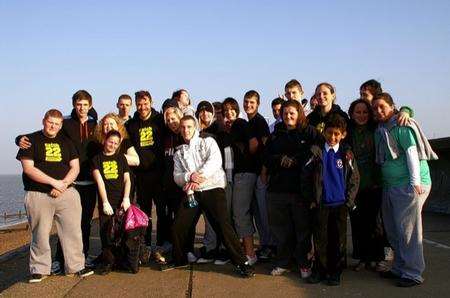 Singer Will Young in training in Sheerness for the London Marathon with youngsters from Sheppey-based charity Catch22