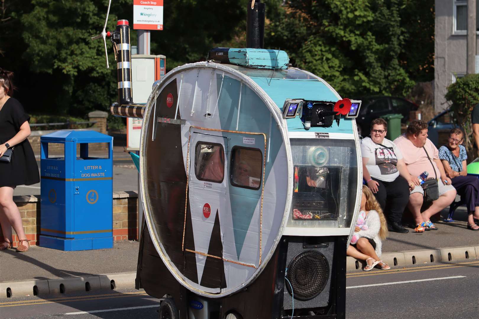 Tim Bell's mobility scooter replica helicopter in Sheerness carnival. Picture: John Nurden (58929695)