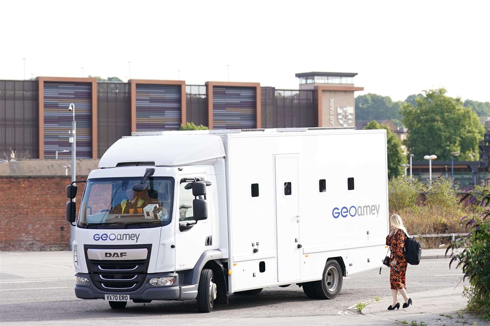 A prison van arrives outside Lincoln Magistrates Court (Joe Giddens/PA)