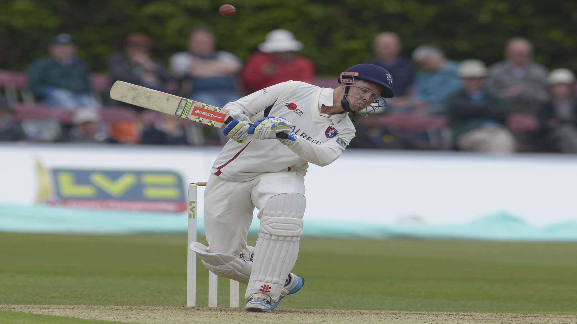 Kent batsman Fabian Cowdrey avoids a bouncer during his 39 in the first innings against Surrey at Beckenham Picture: Barry Goodwin