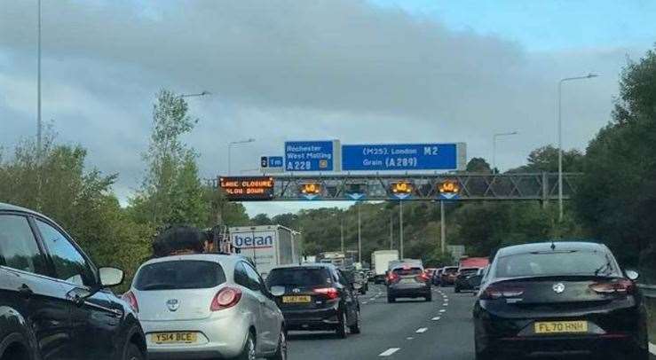 The slip road at J2 on the M2 is closed