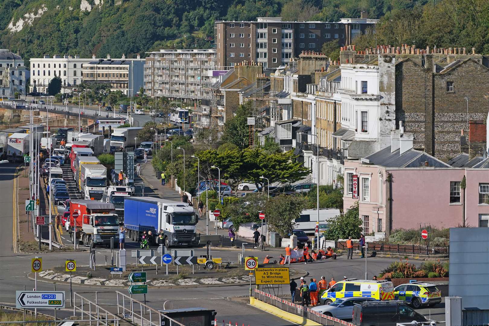 Protesters from Insulate Britain block the A20 (Gareth Fuller/PA)