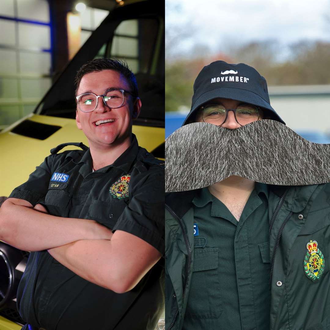 Stan Devlin’s moustache at the start and at the end of the rowing challenge (Peter Dowd)