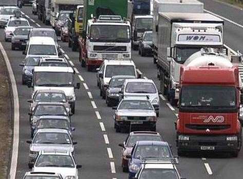 There are long queues on the M20. Picture: Stock