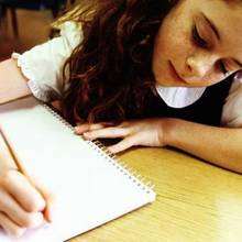 Girl studying in school