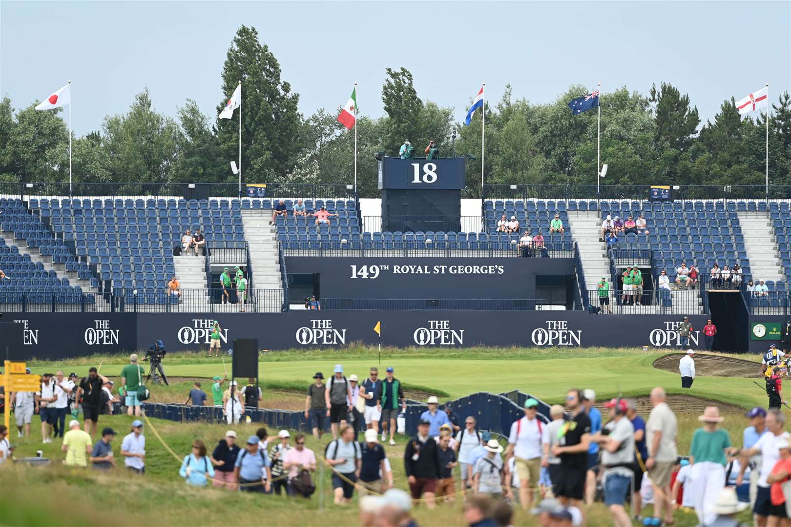 Calm before the storm - the cauldron-like grandstand on the 18th. Picture: Barry Goodwin (49262523)