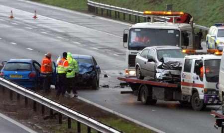 The emergency services at the scene of the crash. Picture: MATTHEW WALKER