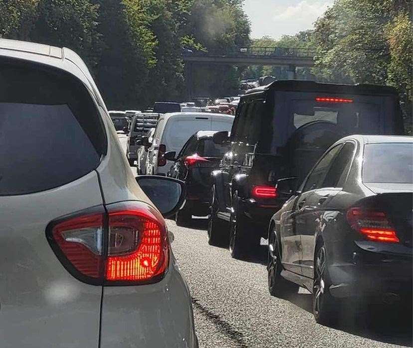 Hoath Way in Gillingham at a standstill. Picture: Anne-marie Bush