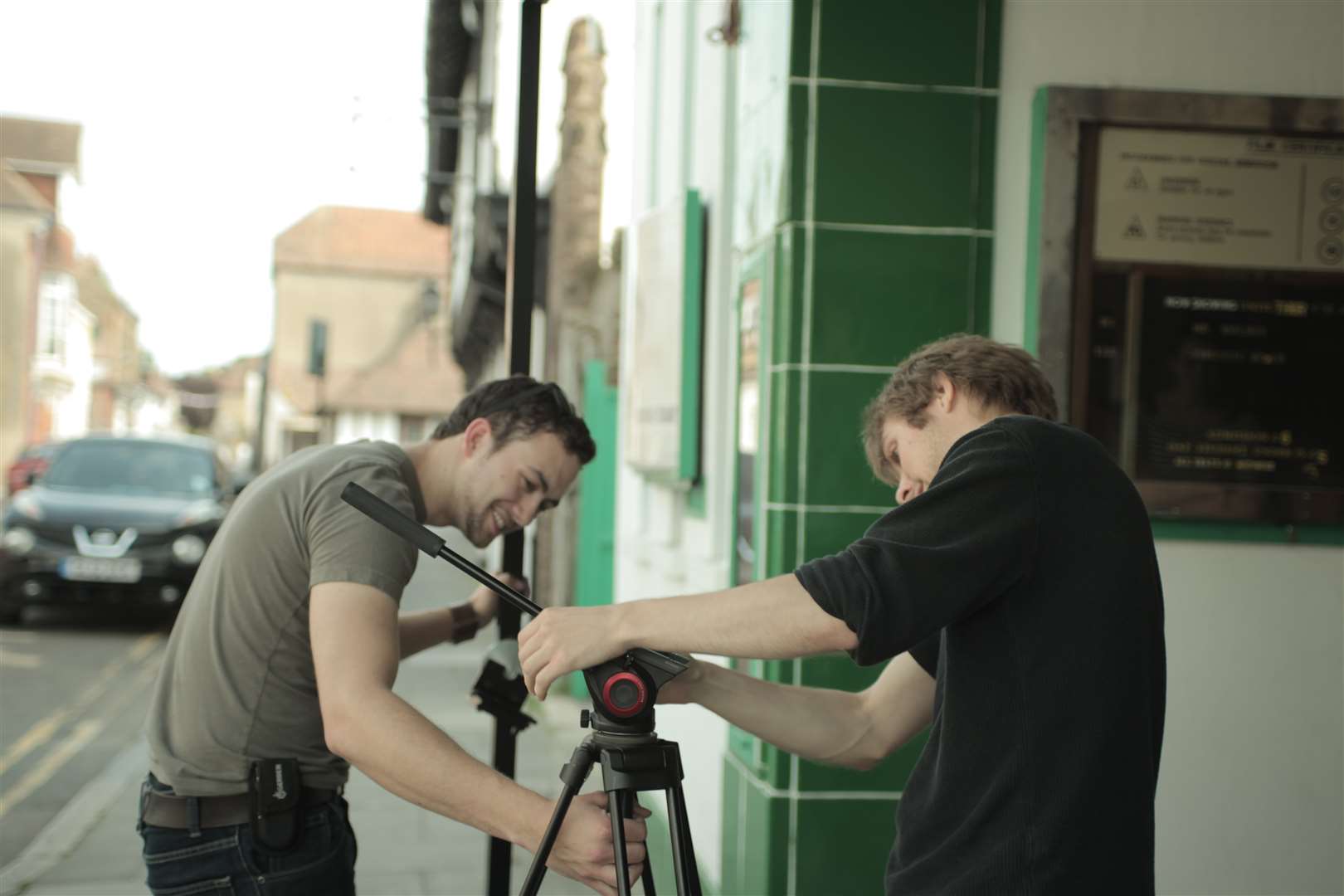 Alex Potter fixing a tripod