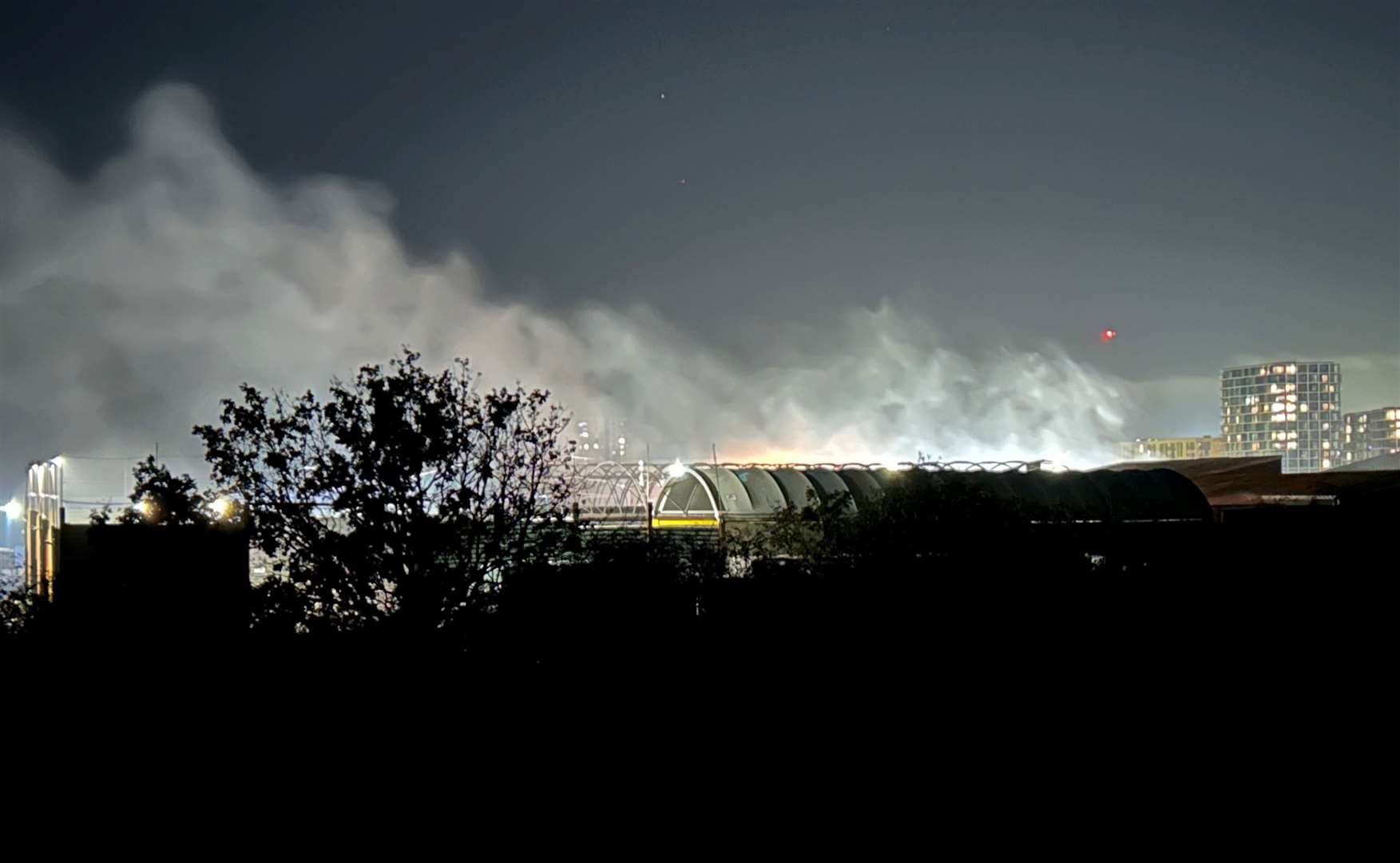 Smoke can be seen coming from a recycling centre at Chatham Docks. Picture: Brad Harper