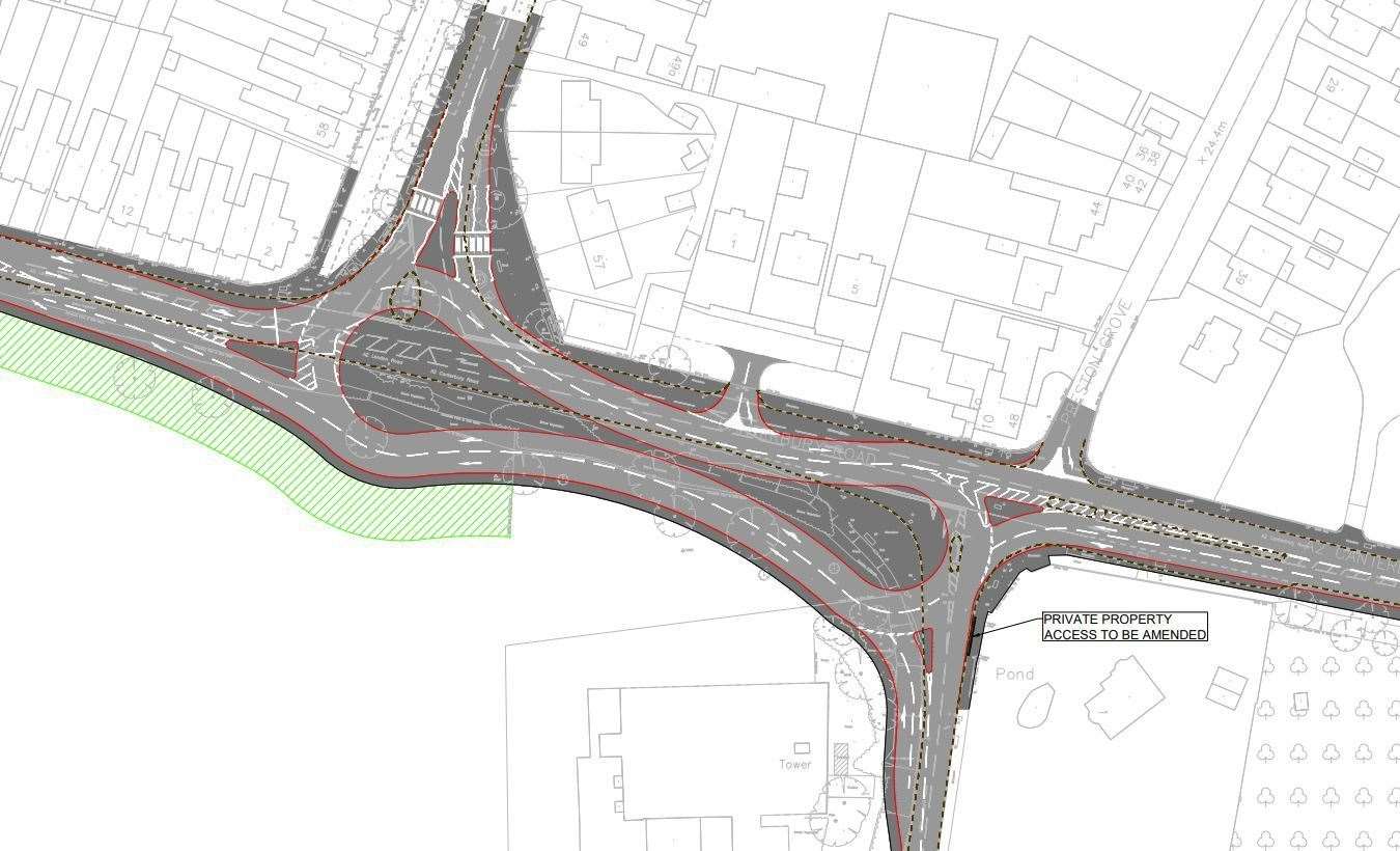 Option two for an elongated roundabout and partial signal controlled