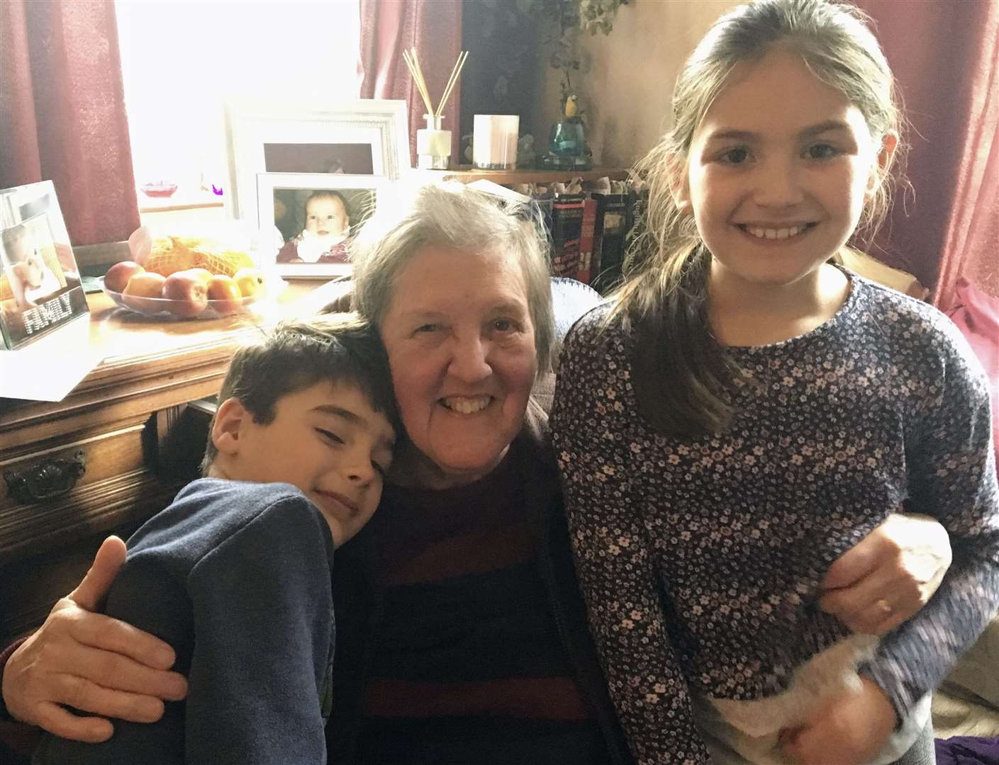 Jean with grandchildren Daniel and Isabella. Photo: Sarella Chalkley