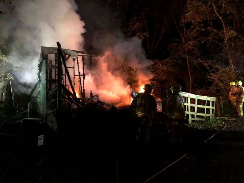 Firefighters tackling the blaze at The East Kent Railway near Dover Picture: East Kent Railway