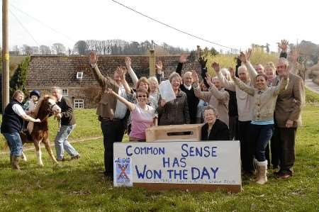 Chairman of Langdon Parish Council Pamela Macintyre releases the doves to celebrate the action group's victory