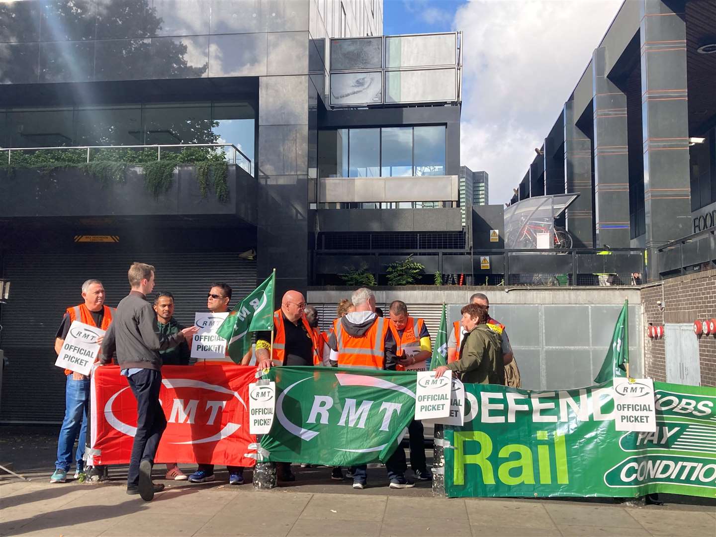 The picket line outside Euston station in London (Rebecca Speare-Cole/PA)