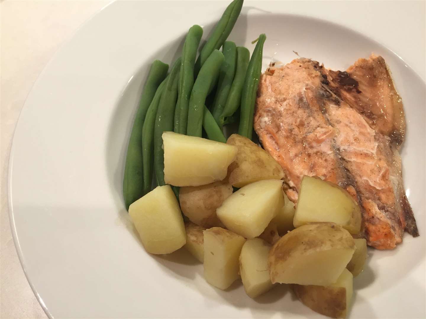 Trout from Bewl Water, potatoes and beans