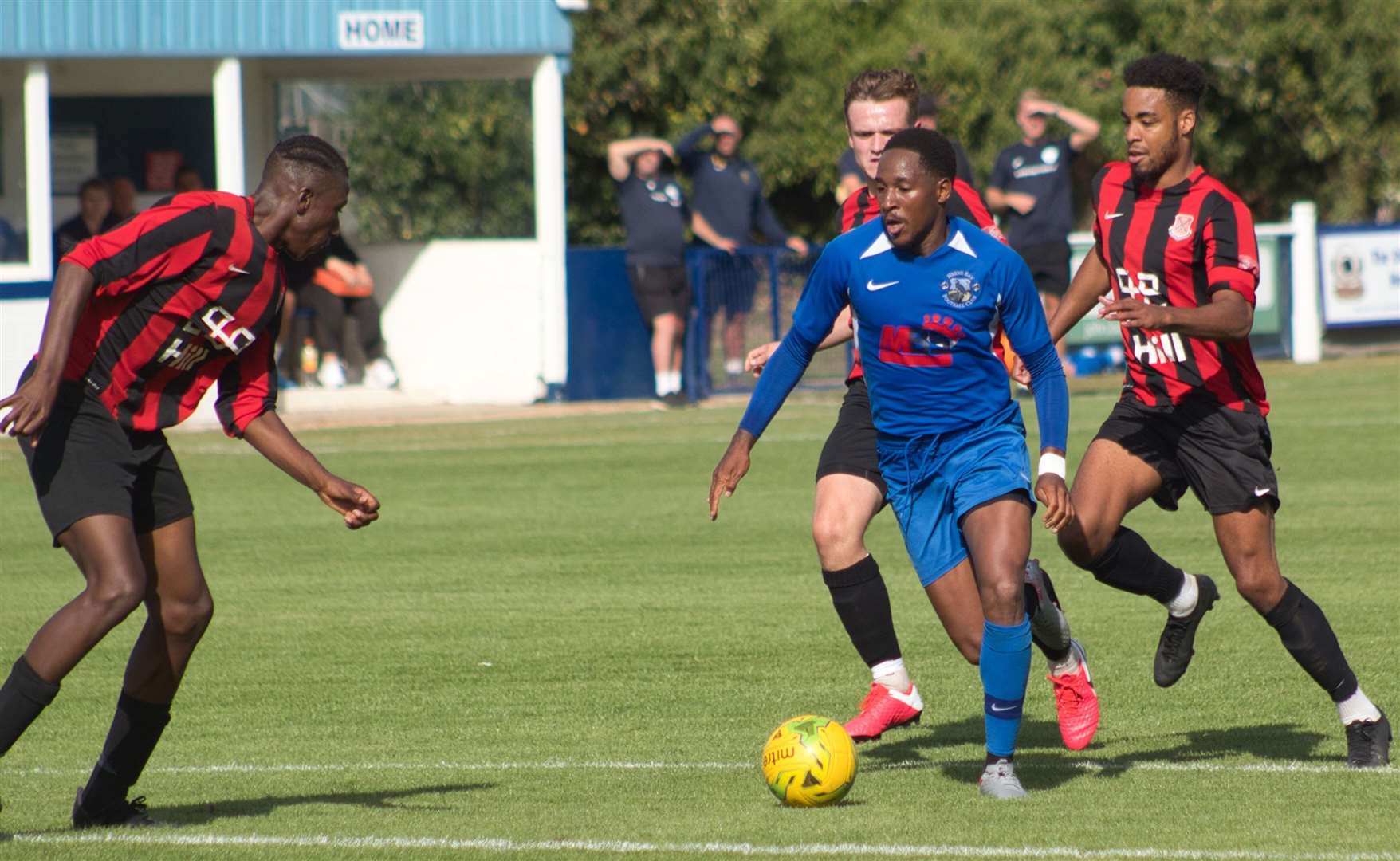 Herne Bay's Anthony Edgar on the attack against SC Thamesmead. Picture: Keith Davy