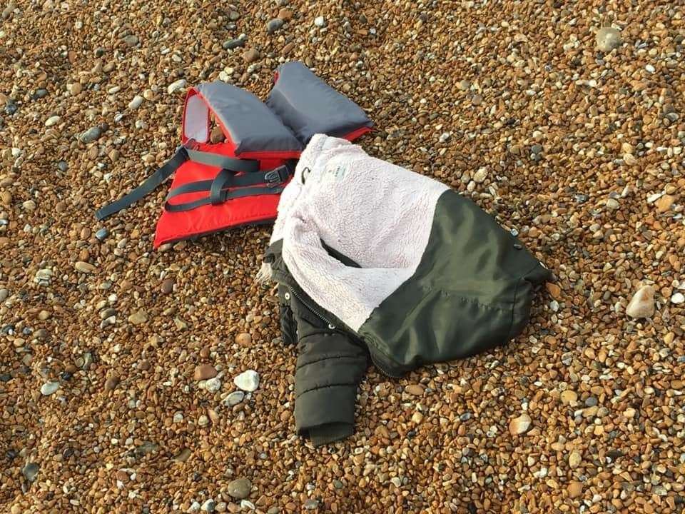 Several lifejackets and a coat were left at the beach. Photo: Beata Hrkova