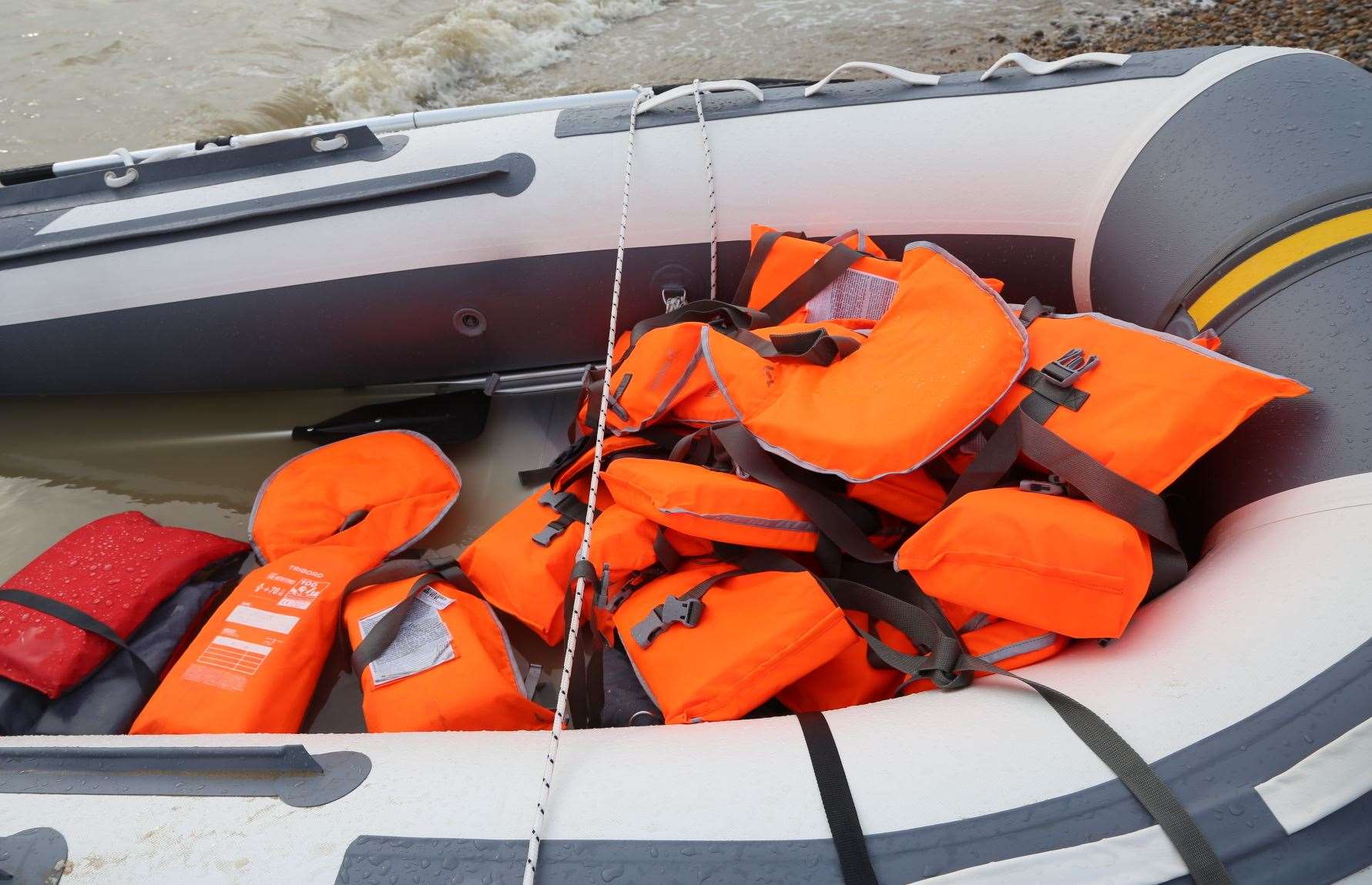 An abandoned dinghy at Greatstone, believed to have been used by migrants in June. Picture: Susan Pilcher