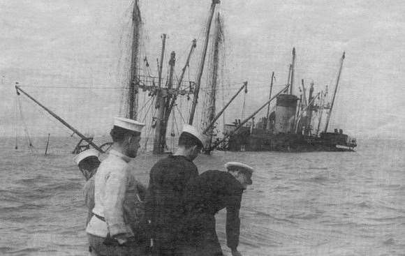 Bombs were unloaded from the SS Richard Montgomery by sailors before she sank off Sheerness