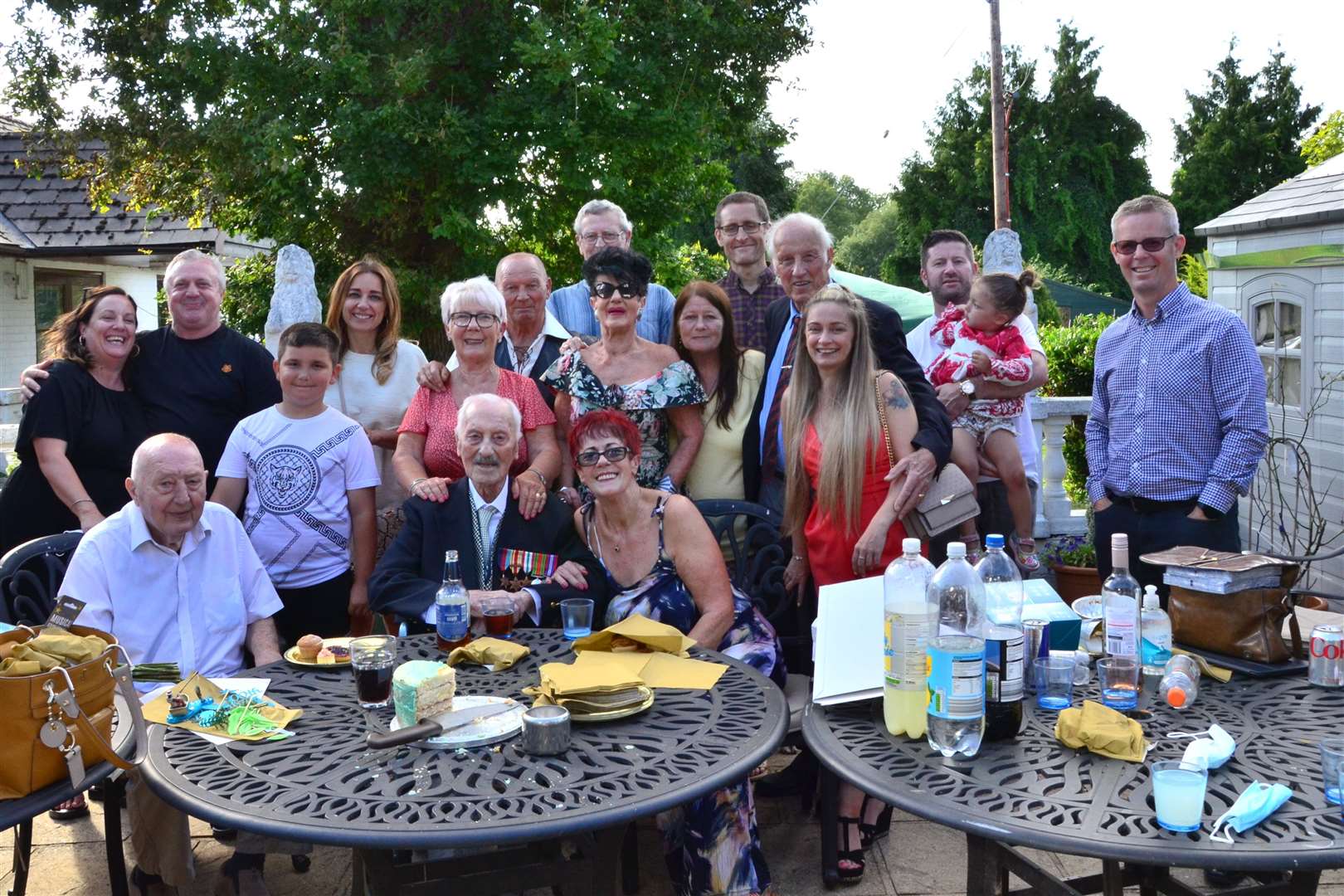 Lawrence Harbutt celebrates his 100th birthday with friends and family. Picture: Darren Winder