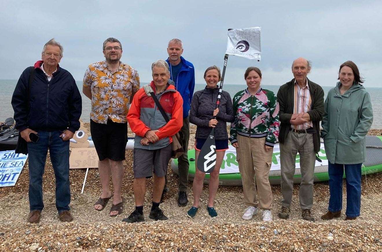 Green and Lib Dem councillors expressing opposition to water pollution at Hythe beach