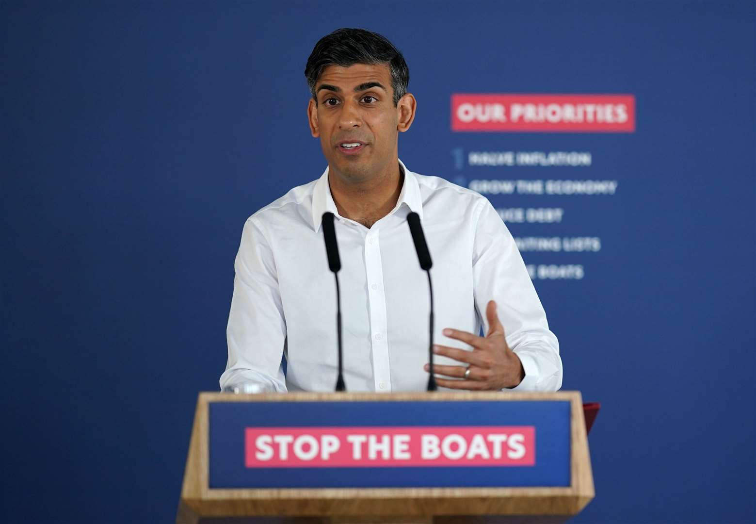 Rishi Sunak has made a commitment to ‘stop the boats’ which bring migrants across the Channel (PA)