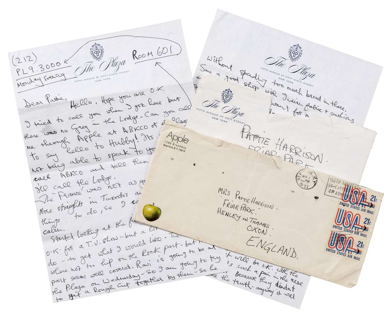 A letter from 1971 from George Harrison to Pattie Boyd (Christie’s Images Ltd 2024/PA)