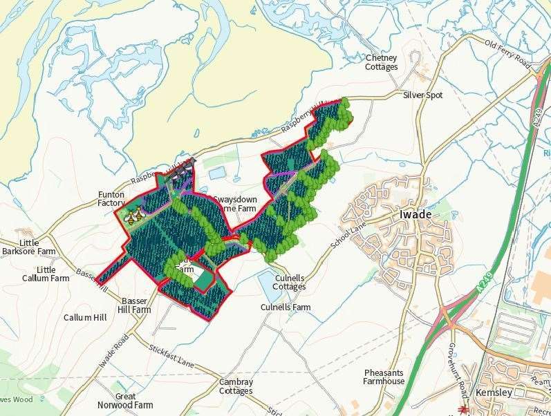 The site map for the Raspberry Solar Park at Iwade
