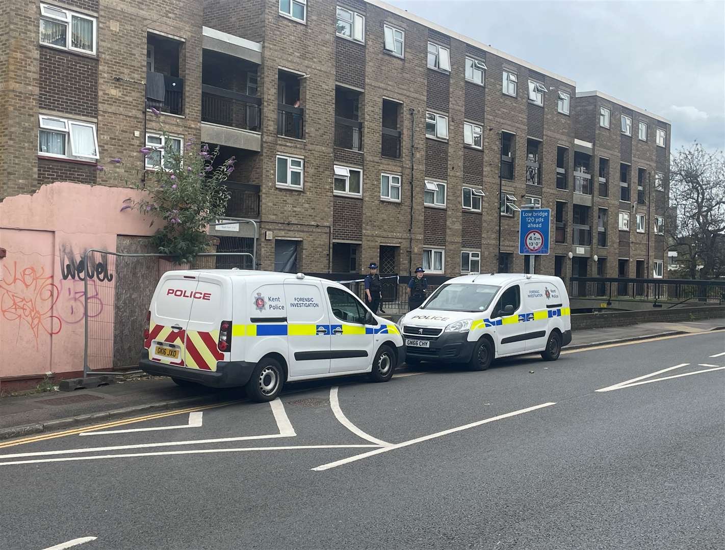 Police attending the incident in Gun Lane, Strood. Photo: KM Media Group