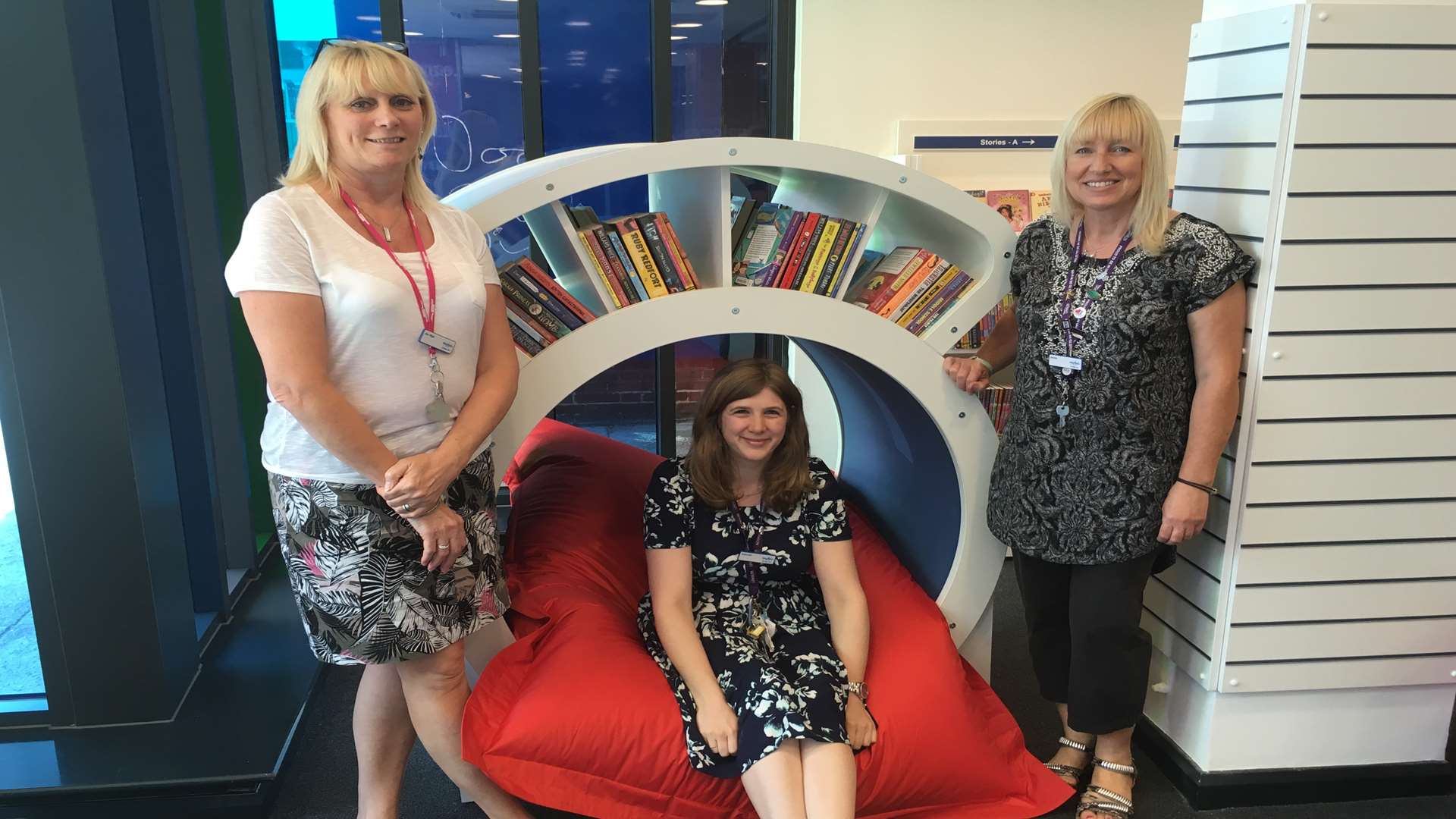 Library assistants, Jan High, Deborah Butcher and Jackie Purnell