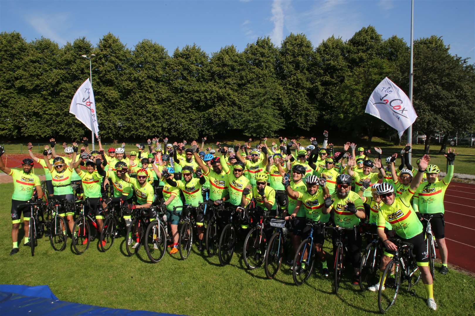 Riders gather for the start of The Jo Cox Way 2023 (The Jo Cox Way/PA)