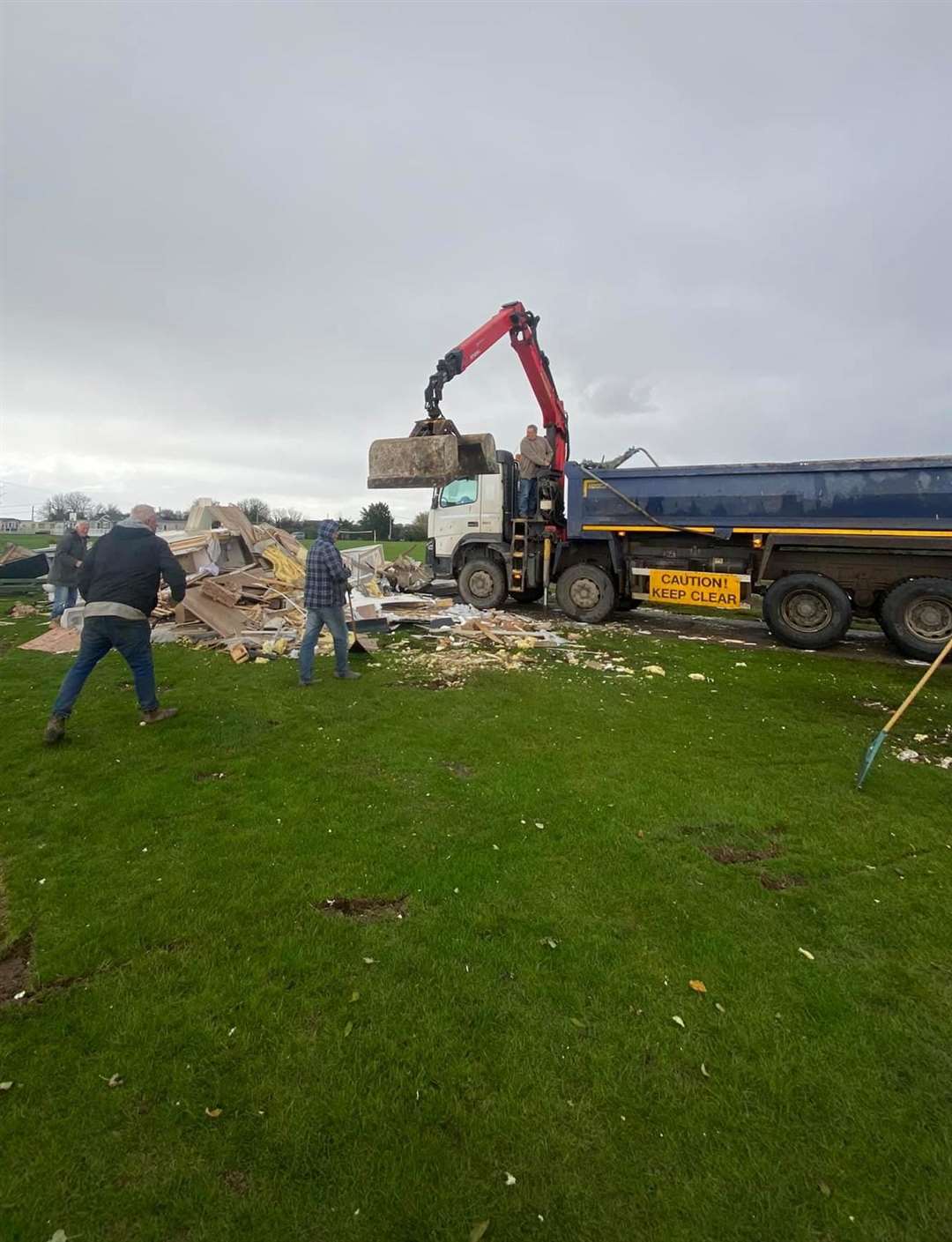 Several holiday homes in Eastchurch were destroyed by the storm. Picture Palm Tree Holiday Park on Facebook.